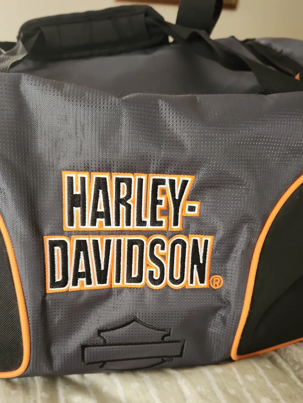 Harley-Davidson Black and Orange Travel Duffel